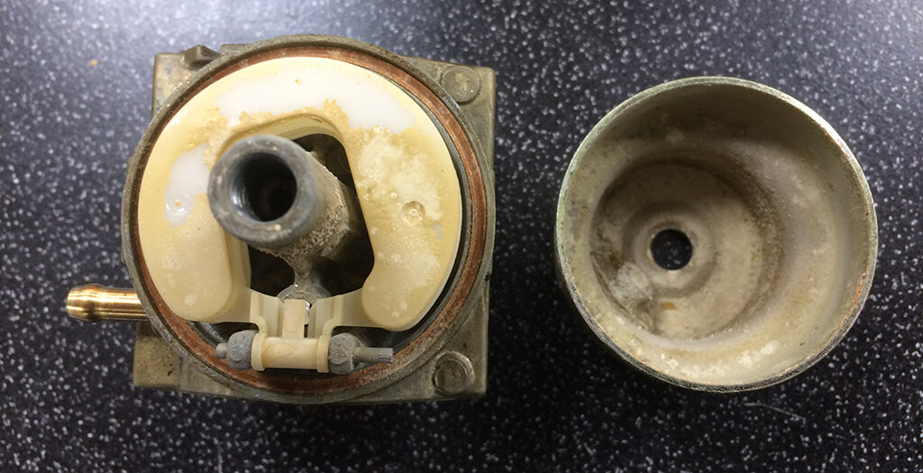 Dirty carb in garden machinery